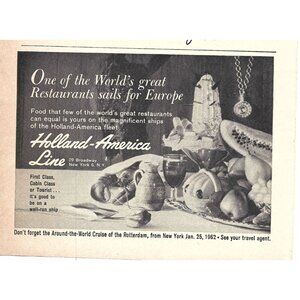 Holland American Cruise Europe Great Restaurants Advertisement 1960s Print Ad